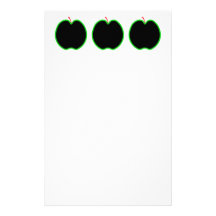 Black, Red and Green Apple Design. Personalized Stationery