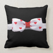 Black / Red and White Bow with Hearts MoJo Pillow
