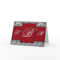 Black, red and white damask monogram cards by perfectpostage Black, red and white damask monogram cards
