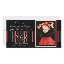 Black Red and White Elegant Christmas Photo Card