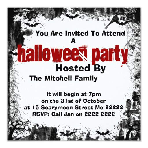Black red and White Family Halloween Party Invite Zazzle