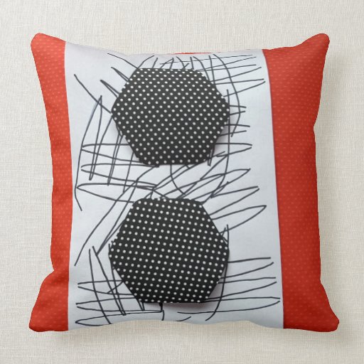 BLACK RED AND WHITE SCRATCH THROW PILLOW Zazzle