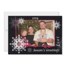 Black, Red and White Snowflake Holiday Photo Card invitations by NicChic Black, Red and White Snowflake Holiday Photo Card invitations