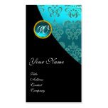 BLACK RED BLUE BICYCLE WEDDING DAMASK MONOGRAM BUSINESS CARD