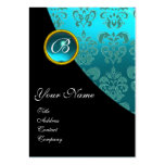 BLACK RED BLUE BICYCLE WEDDING DAMASK MONOGRAM BUSINESS CARD