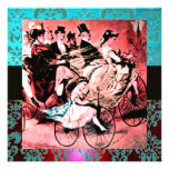 BLACK RED BLUE BICYCLE WEDDING DAMASK MONOGRAM CUSTOM INVITES
