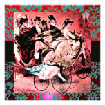 BLACK RED BLUE BICYCLE WEDDING DAMASK MONOGRAM INVITATIONS