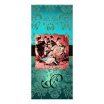 BLACK RED BLUE BICYCLE WEDDING DAMASK MONOGRAM PERSONALIZED INVITATION