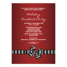 Black Red Christmas Cocktail Party Invitation