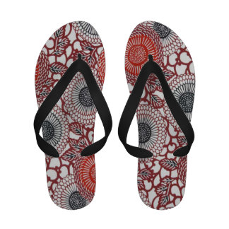 black and red flip flops