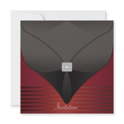 Black Red Contemporary Party Custom Invitation by decembermorning