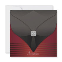 Black Red Contemporary Party Custom Invitation