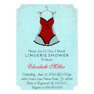 Black & Red Corset Lingerie Bridal Shower 5x7 Paper Invitation Card