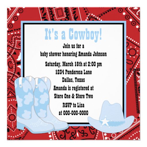 Black Red Cowboy Boots Cowboy Baby Shower Announcement