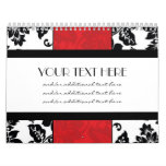 Black &amp; Red Damask Calendar