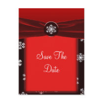 Black & Red Elegant Snowflakes Save The Date