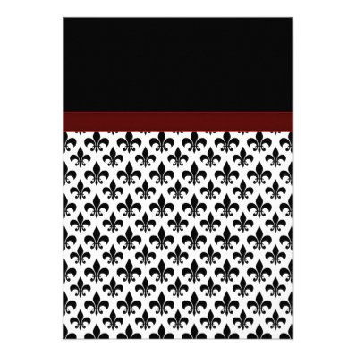 Black Red Fleur De Lis Wedding Personalized Announcements