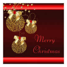 Black Red Gold Christmas Party Custom Invites