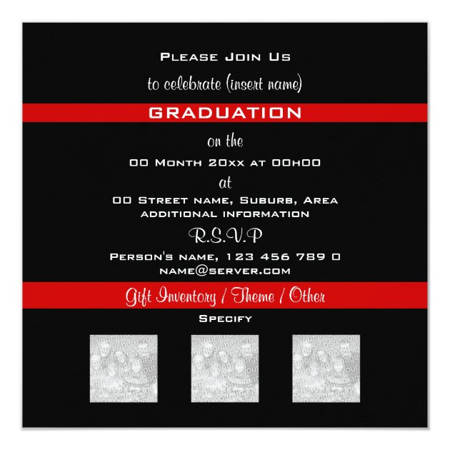 Black red graduation damask template PERSONALIZE Invitation