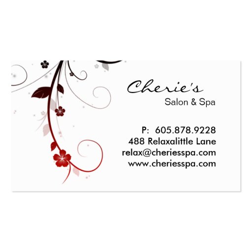 Black Red Hair / Nail Salon business card (back side)