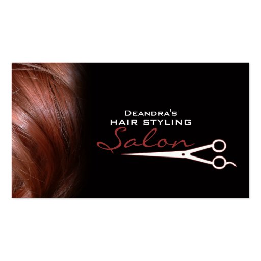 Black Red Hair Salon Appointment Business Card (front side)