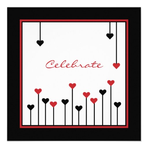 Black & Red Heart Anniversary Party Invitation