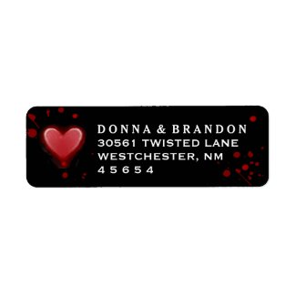 Black & Red Heart Halloween Wedding Address Label
