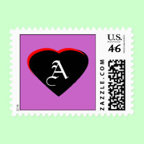 Black - Red Heart Letter A White The MUSEUM postage