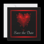Black Red Heart Save The Date Wedding
