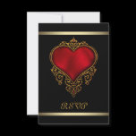 Black Red Heart Wedding Personalized Invitations