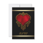 Black Red Heart Wedding Personalized Invitations