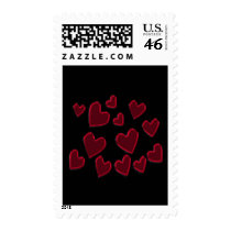 black & red hearts postage