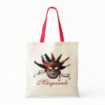 BLACK  RED JESTER MASK ,Masquerade Party Canvas Bag