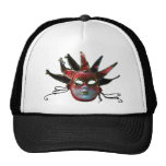 BLACK  RED JESTER MASK ,Masquerade Party Hats