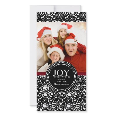 Black Red "JOY TO THE WORLD" Holiday Photo Card by celebrateitholidays