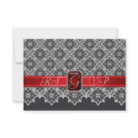 Black & Red Lace Jeweled RSVP Invitation