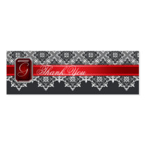 Black & Red Lace Jeweled Wedding Favor Tag Business Cards