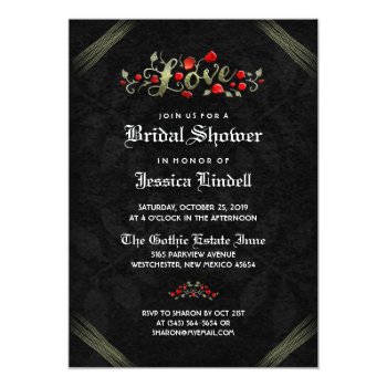Black & Red Love Halloween Gothic Bridal Shower 5x7 Paper Invitation Card by juliea2010 at Zazzle