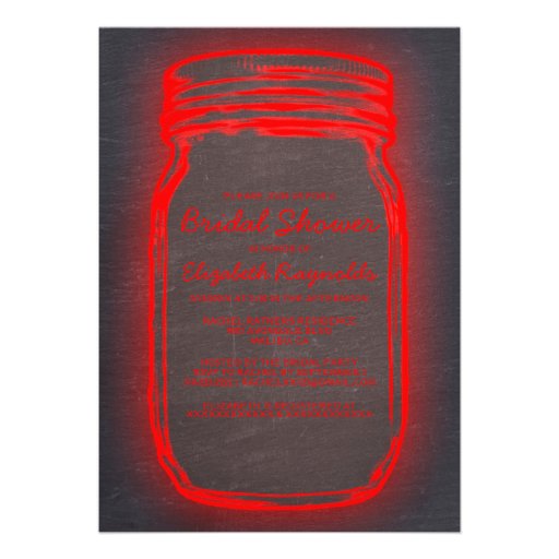 Black & Red Mason Jar Bridal Shower Invitations