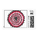 black-red painted  skull postage stamp