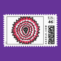 black-red painted  skull postage stamp