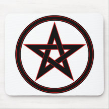 Black & Red Pentacle Mouse Mat