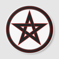 Black & red pentacle refrigerator magnet