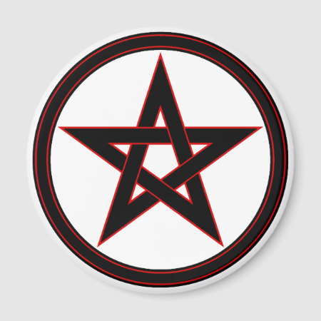 Black & red pentacle refrigerator magnet