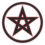 Black & red pentacle round sticker