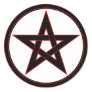 Black & red pentacle round sticker