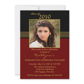 Black & Red Photo Graduation Invitation
