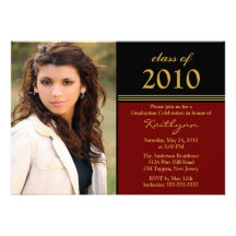 Black & Red Photo Graduation Invitation