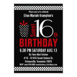 Black Red Polkadots Sweet 16 Birthday Invites