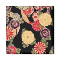 Black Red Purple Asian Floral magnets by JuJuGarden Black Red Purple Asian Floral magnets